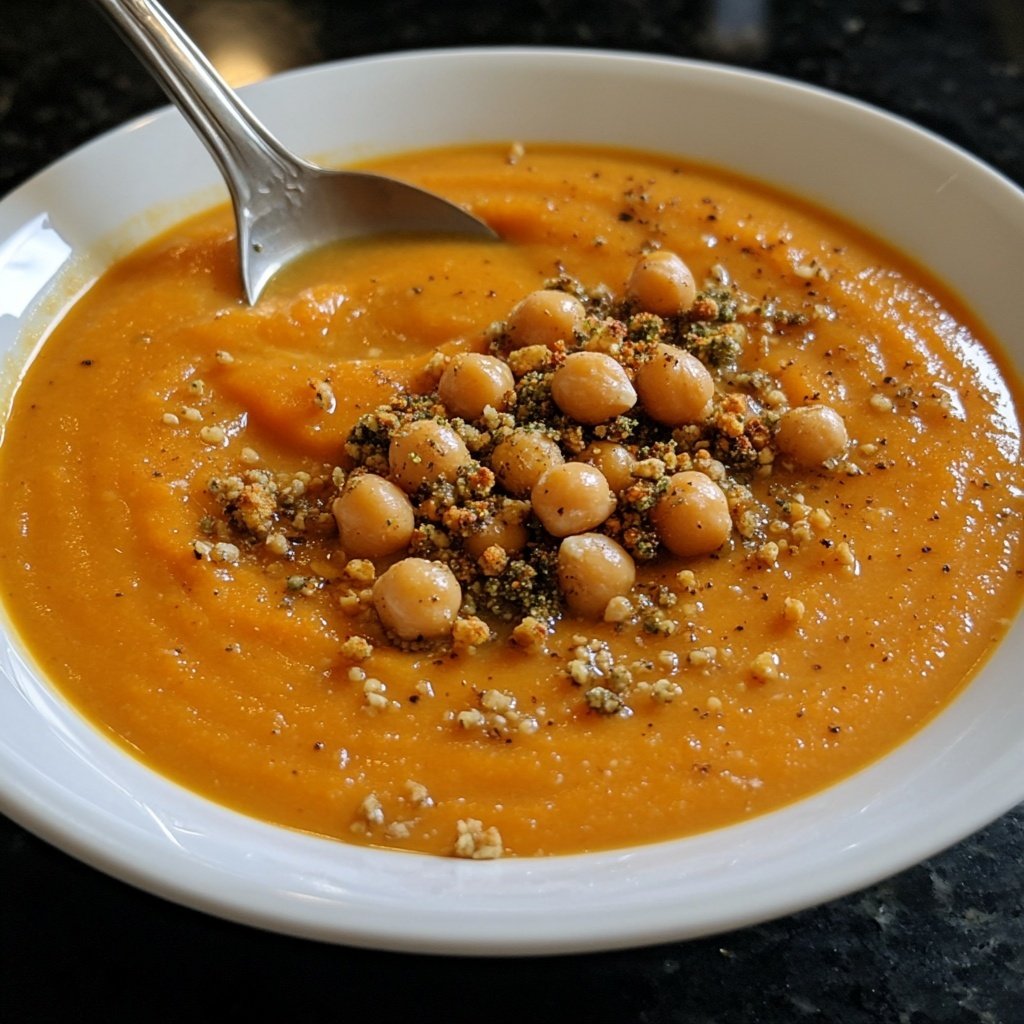Roasted Carrot Soup with Za'atar and Chickpeas