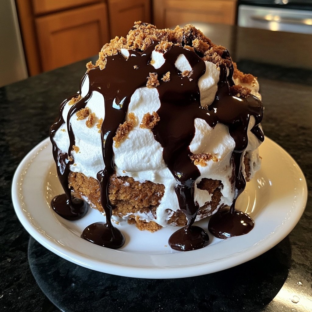 Gingerbread Parfait with Chocolate Sauce