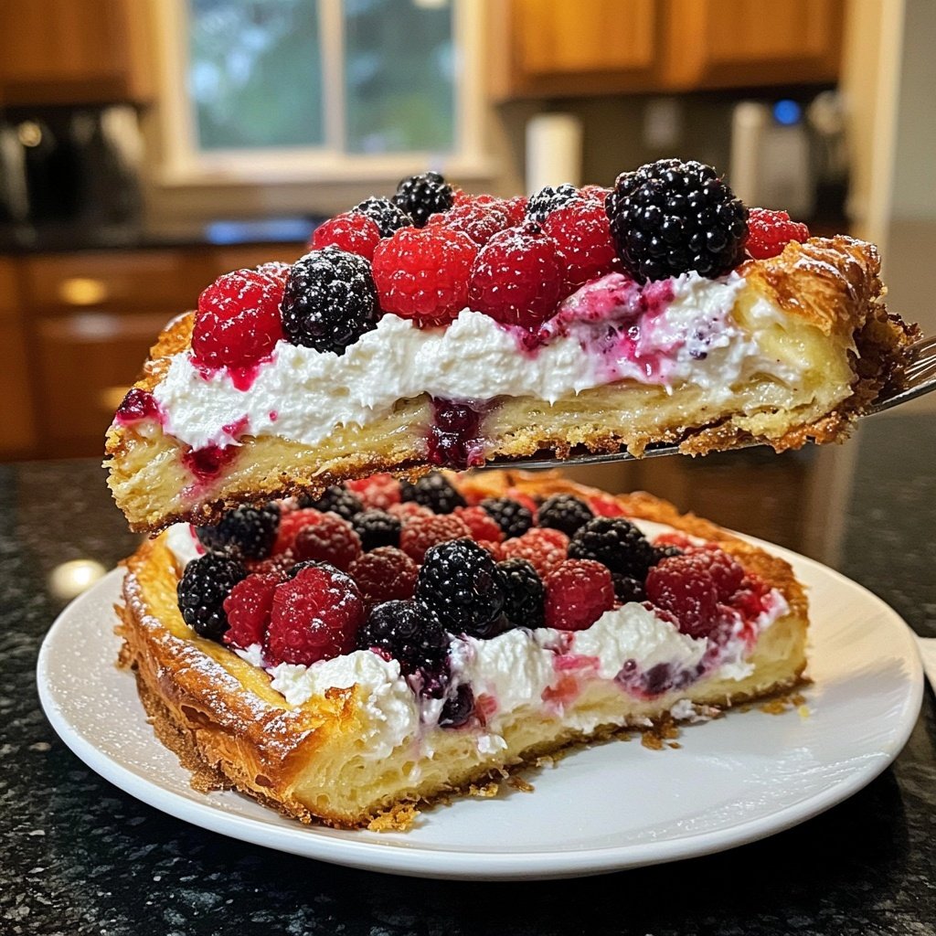 Berry and Cream Cheese Croissant French Toast Bake