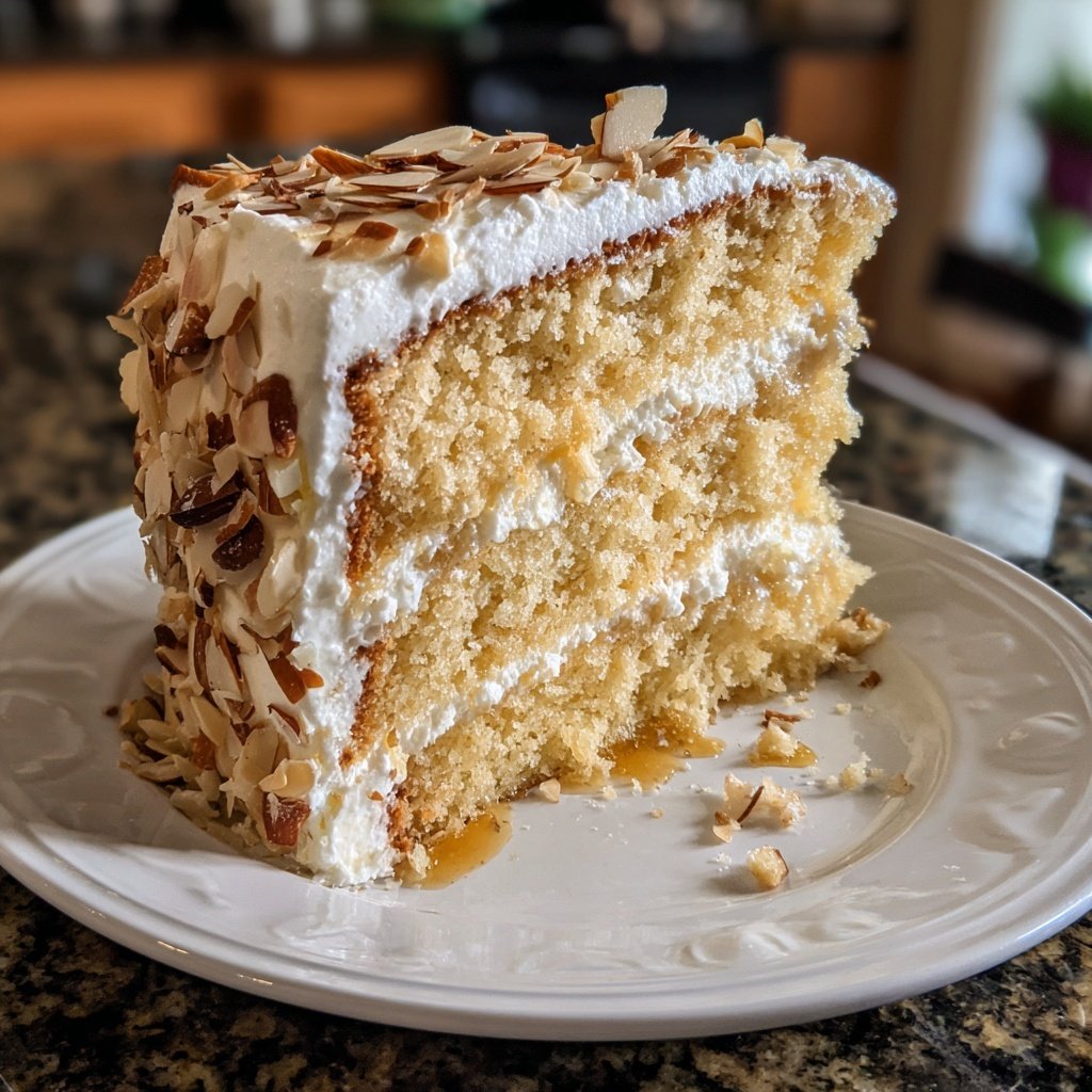 Vanilla Almond Layer Cake with Whipped Frosting