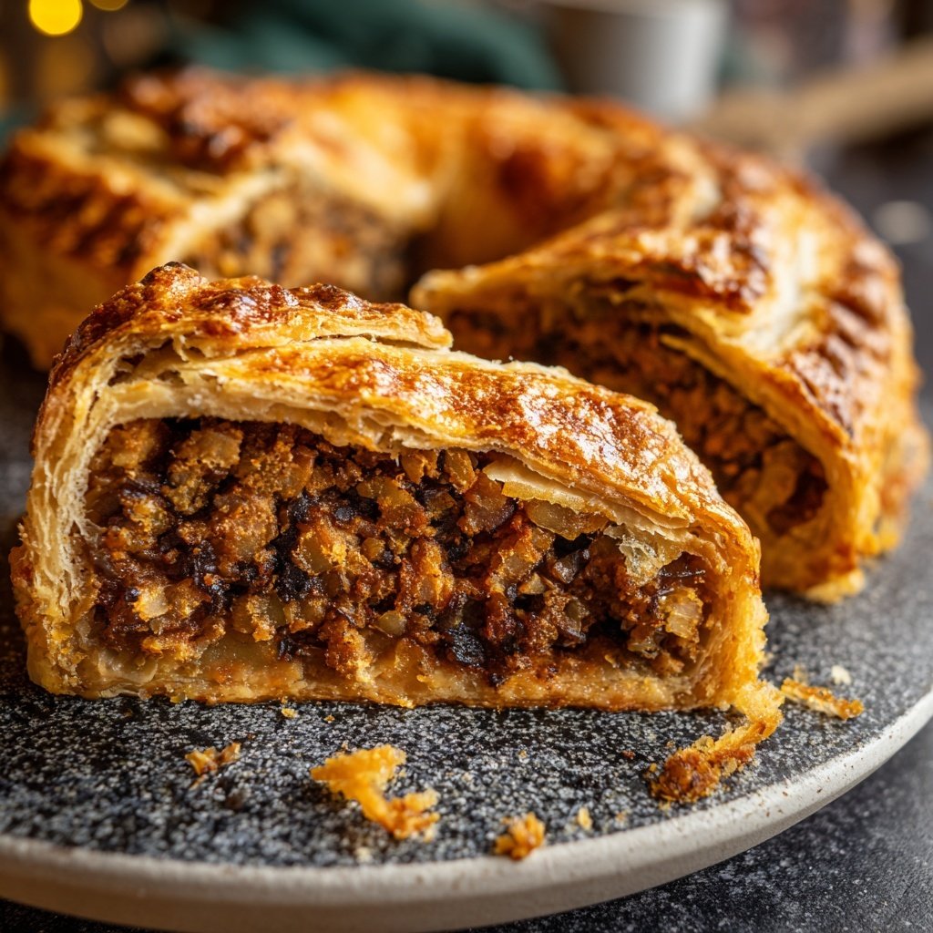 Vegan Mincemeat Wellington with Lentils