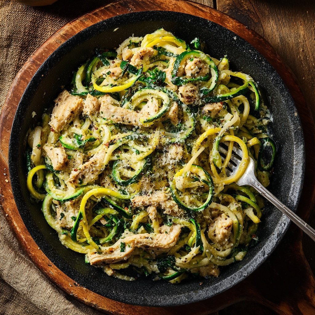 Creamy Chicken and Zucchini Zoodles